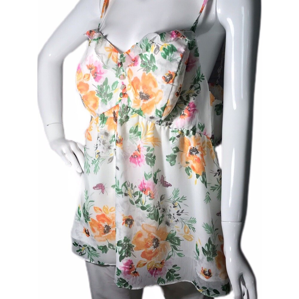 Torrid size 1 (1X-14/16) ❤NEW❤ Floral Chiffon Cami Babydoll Women's Blouse - Picture 7 of 11